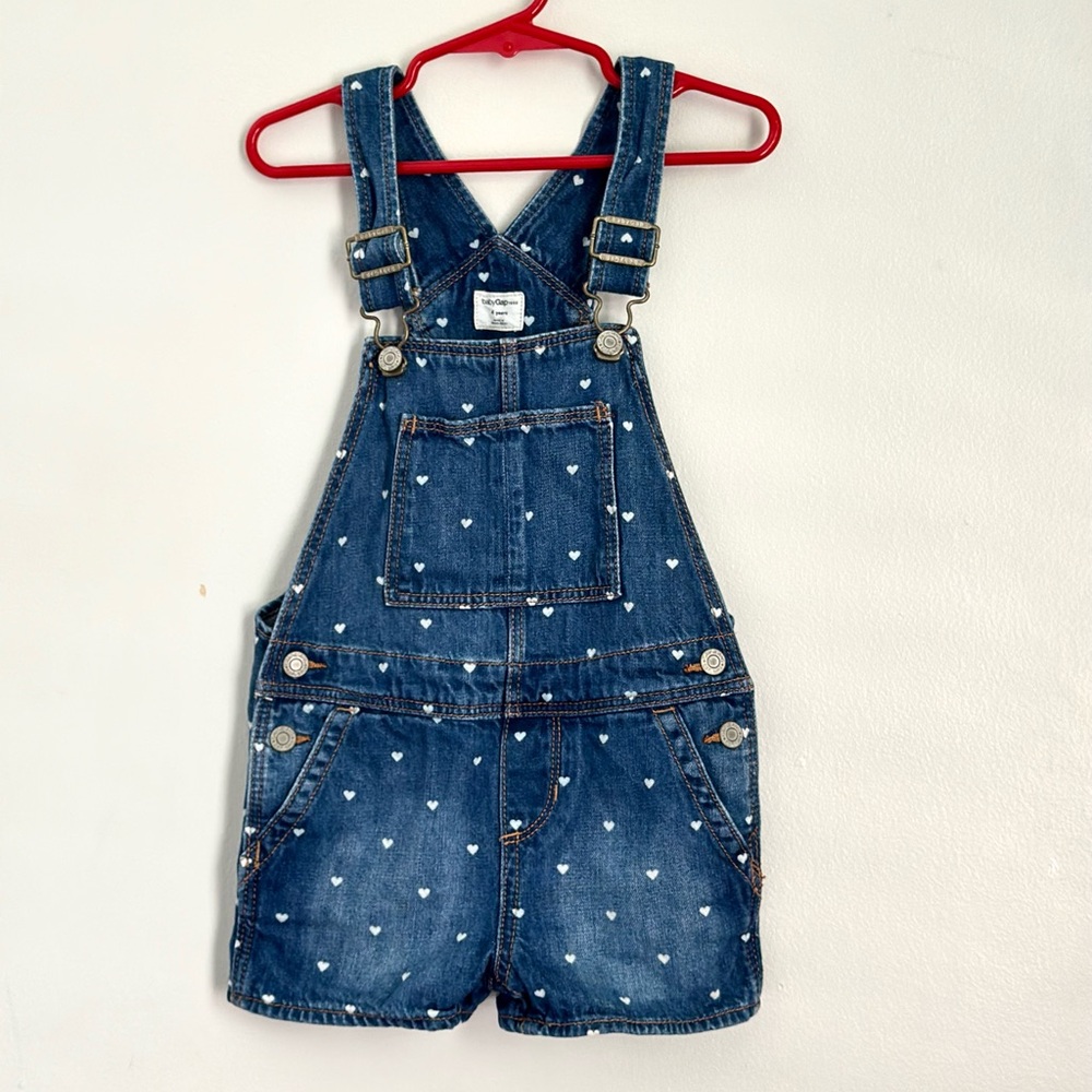 Denim Heart Print Kids Overalls size 4t
